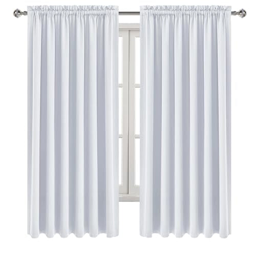 Wide Blackout Curtains for Living Room 70 x 63 Inch Long 2 Panels (Greyish White / 70"W x 63"L (Pack of 2))