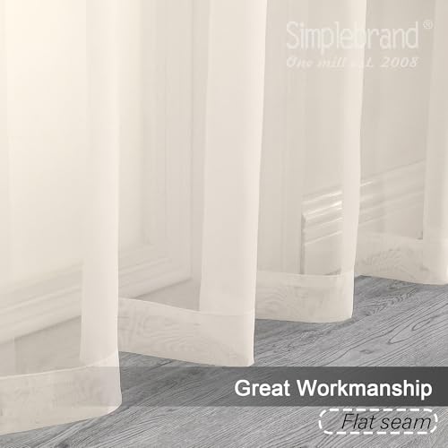Cream Sheer Curtains 96 Inches Long 2 Panels (Cream / 42"W x 96"L (Pack of 2))