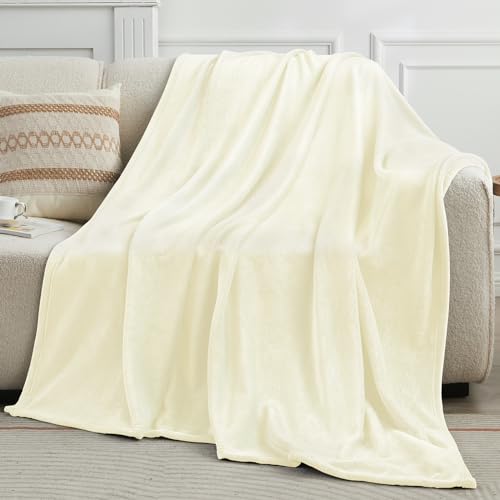 Cream Fleece Blanket Twin Size (Cream / Twin(60"x80"))