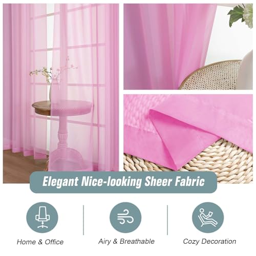 Light Pink Window Sheer Curtains 54 inch Length (42"W x 54"L (Pack of 2) / Light Pink)