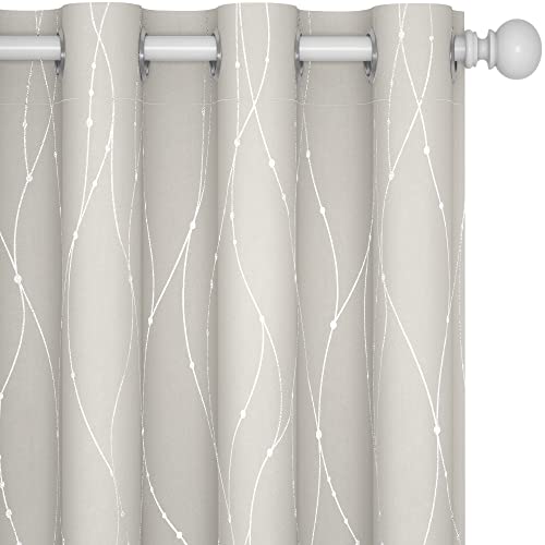 Living Room Curtains 108 Inch Long (Light Beige/Wave Dots / 52"W x 108"L (Pack of 2))