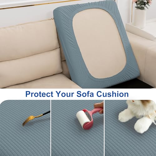 Water Repellent Sofa Seat Slipcovers Stretch Cushion Covers (Large / Dusty Blue)
