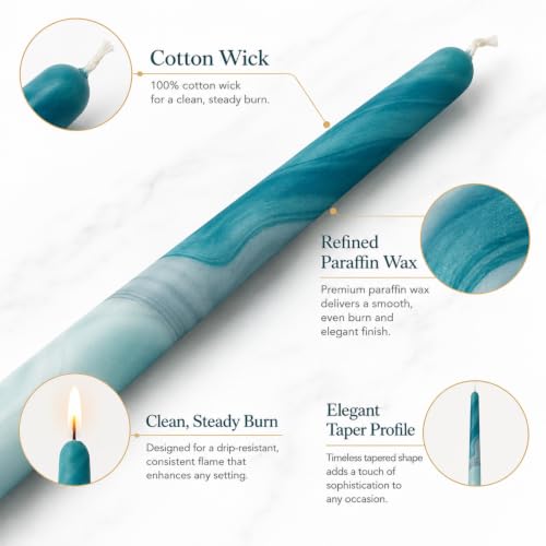 Blue Marble Taper Candles 10in (8D4T-BGLT)