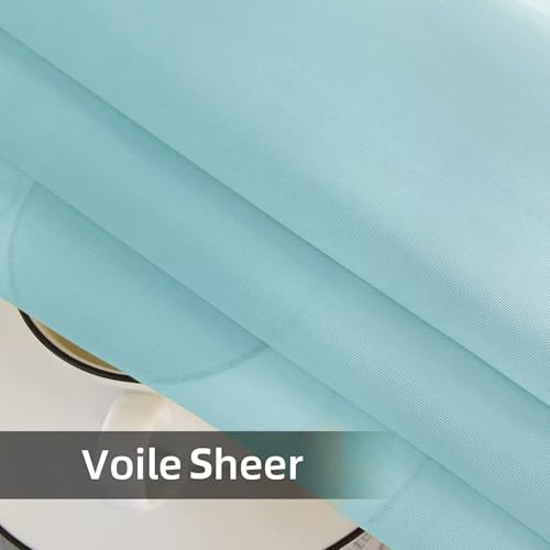 Solid Sheer Rod Pocket Curtain Voile Draperies 2 Panels White Beige Black Grey Ivory 52 Inch Width 108 Inch Long 1 Pair for Kitchen Bedroom Children Living Room Yard (Sky Blue / 52"W x 108"L (Pack of 2))