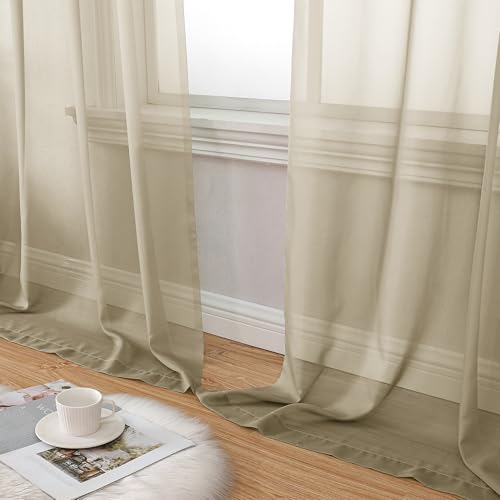 Taupe Sheer Curtains 54 Inches Long 2 Panels Set (42"W x 54"L (Pack of 2) / Taupe)