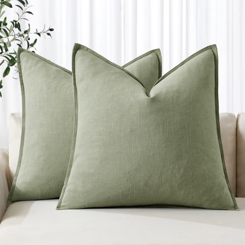 Decorative Linen Euro Sham Pillow Covers 26x26 Sage Green (Sage Green / 26" x 26" (Pack of 2))