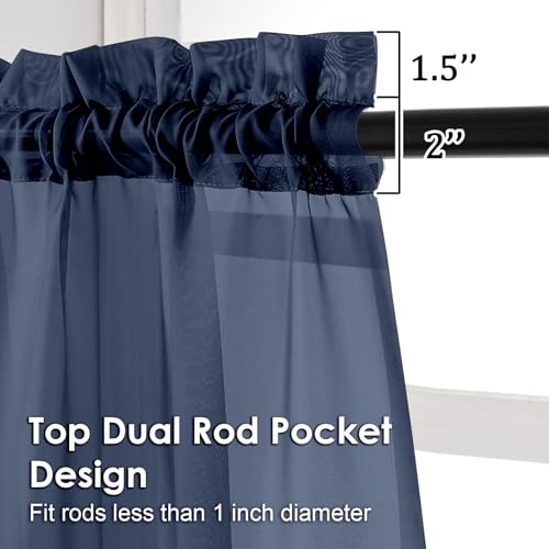 Navy Blue Sheer Curtains 78 Inches Long 2 Panels (Navy Blue / 42"W x 78"L (Pack of 2))