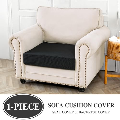 Couch Cushion Cover Seat Cushion Cover Stretch Armchair Cover Separate Sectional Sofa Slipcovers Furniture Protector (Black / 1PC Seat Cover or Backrest)