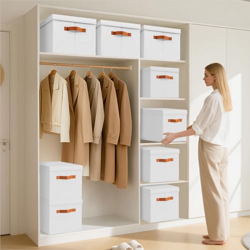 Storage Bins with Lids (White / L(8-Pack))
