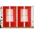 Sheer Red Curtains 4 Panels Rod Pocket Semi (Red / 52"W x 72"L (Pack of 4))