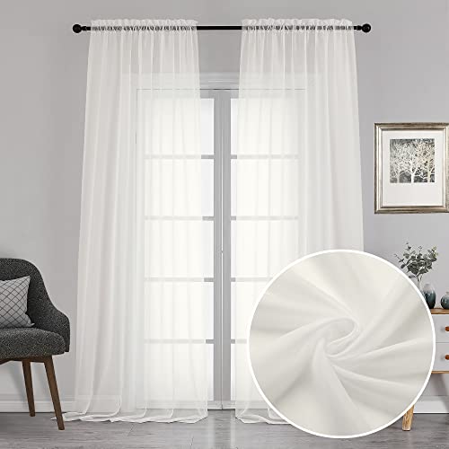 Extra Long Sheer Curtains 120 Inch (Ivory / 42"W x 120"L (Pack of 2))