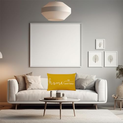 Home Sweet Home Quotes Farmhouse Pillow Covers 12x20 Inch (20" x 12" (Pack of 1) / Yellow)
