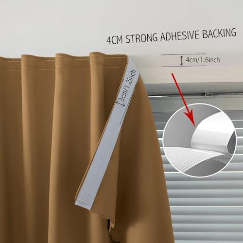 Self Adhesive Curtains (59"W x 71"L (Pack of 1) / Brown)