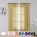 Rod Pocket Top Solid Voile Sheer Curtains for Bedroom (Gold / 42"W x 54"L (Pack of 2))