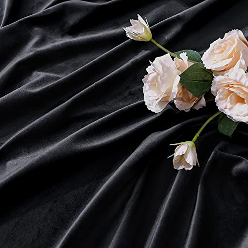 Black Velvet Curtains 52x96 inches 2 Panels Luxury Blackout Curtains (Black / 52"W x 96"L (Pack of 2))