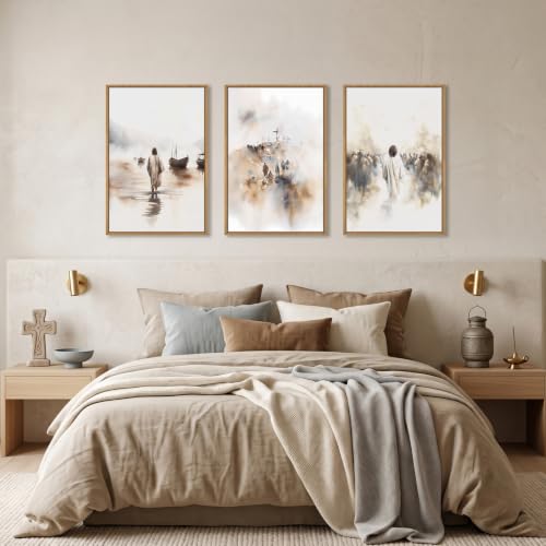 Large Jesus Christian Framed Canvas Wall Art (Christian Jesus Wall Art / 24"L x 36"W)