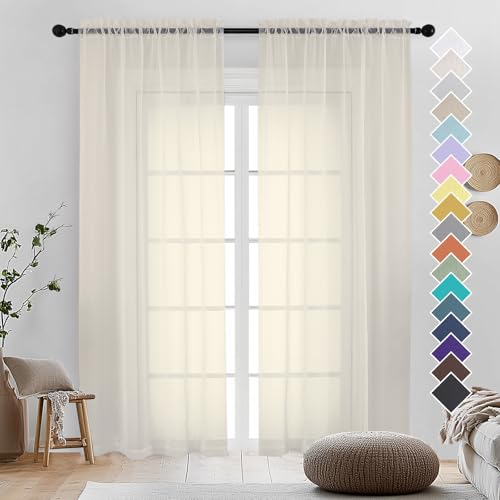 Cream Sheer Curtains 84 Inches Long 2 Panels (Cream / 42"W x 84"L (Pack of 2))