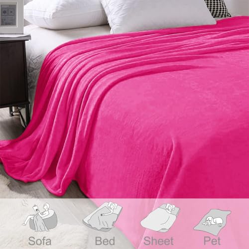Soft Fleece Blanket Twin Size for Bed (Hot Pink / Twin (60" x 80"))