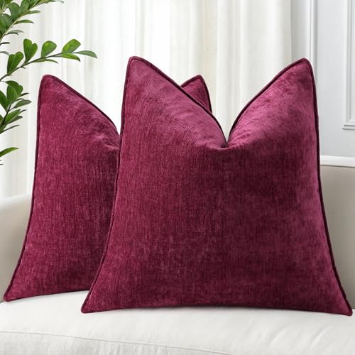Chenille Rhododendron Throw Pillow Covers 18x18 Set of 2 (Rhododendron / 18" x 18" (Pack of 2))