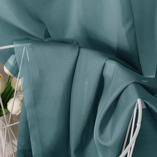 Dusty Blue Sheer Curtains 84 Inches Long 2 Panels Set (40"W x 84"L (Pack of 2) / Dusty Blue)