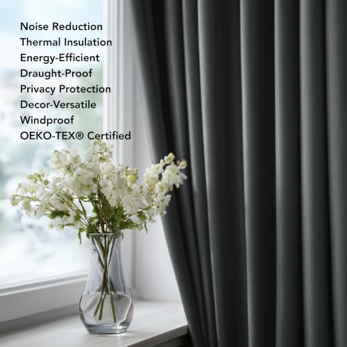 Blackout Curtains for Bedroom (Dark Grey / 52"W x 54"L (Pack of 2))