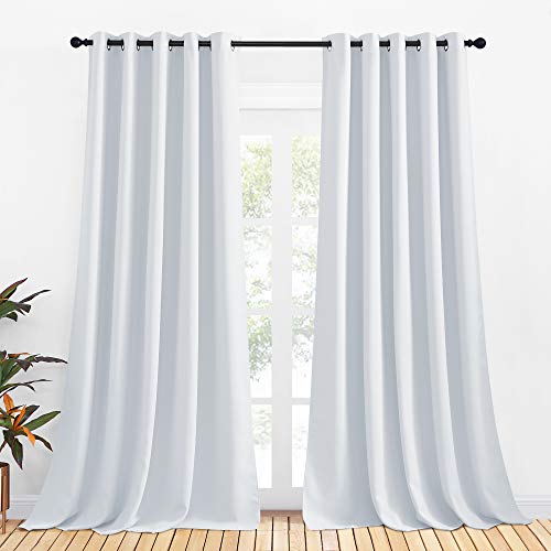 Room Darkening Curtain Panels for Bedroom (Greyish White / 70"W x 108"L (Pack of 2))