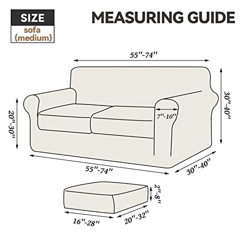Velvet Stretch 3 Pieces Couch Cover for Sofa Washable (Medium / Chocolate)