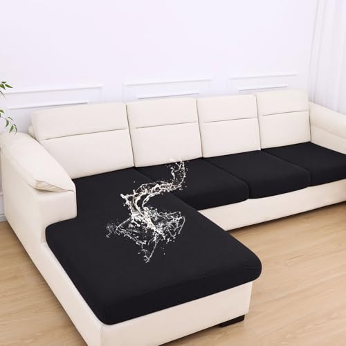 Waterproof Couch Cushion Covers for Pets (Black / 1 Chaise+3 Seater)