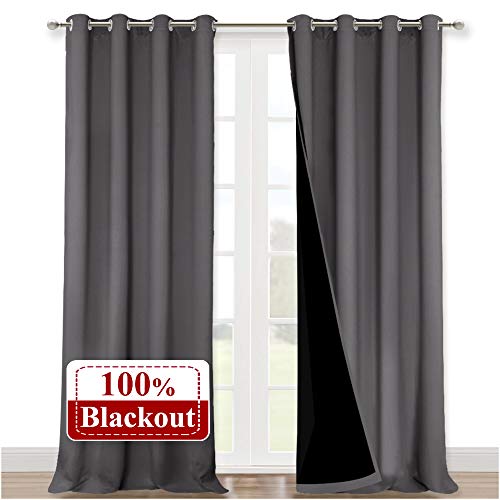 100% Blackout Blinds (Grey / 52"W x 102"L (Pack of 2))