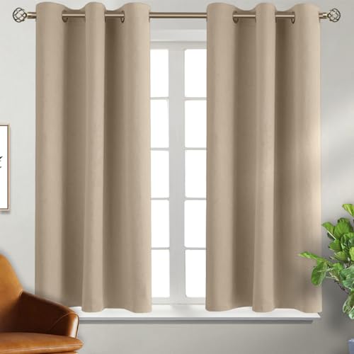 Short Curtains for Small Window 45 Inch Long (Sand / 38"W x 45"L (Pack of 2))