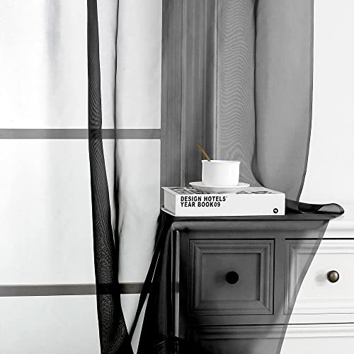 Black Sheer Curtains (Black / 42"W x 84"L (Pack of 2))