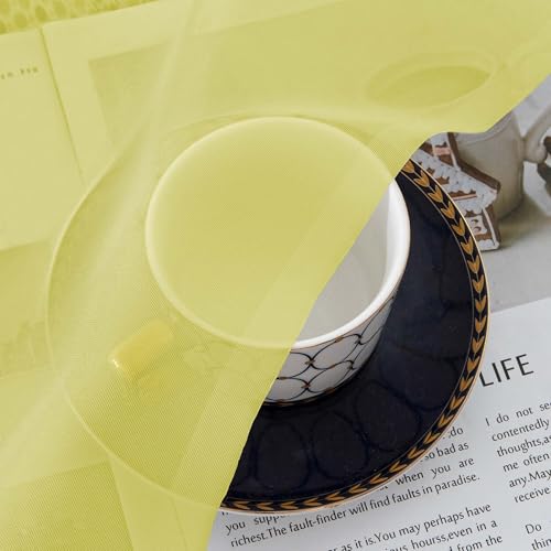 Lemon Short Sheer Curtains 45 Inch Length for Small Windows (Lemon / 42"W x 45"L (Pack of 2))