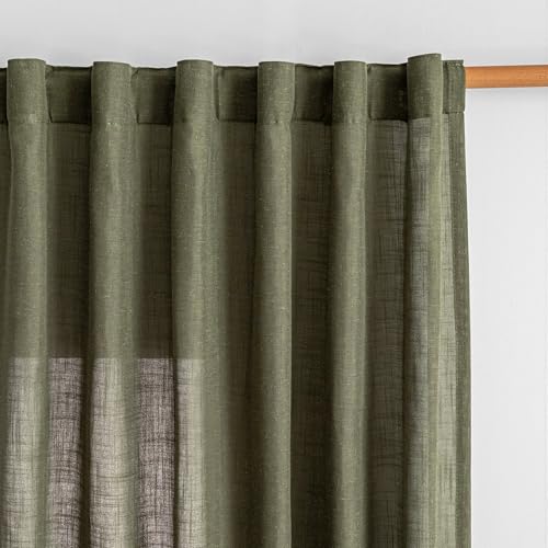 Living Room Curtains 90 Inches Long Farmhouse Light Filtering Privacy Curtain Drapes for Patio Door (50"W x 90"L (Pack of 2) / Olive Green-new)