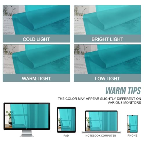 Window Sheer Curtains 54 inch Length (42"W x 54"L (Pack of 2) / Turquoise)