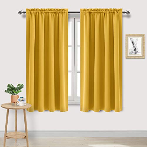 Blackout Curtains for Bedroom Living Room 42 x 72 Inch Long Yellow (Yellow / 42"W x 72"L (Pack of 2))