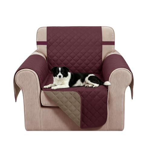 Reversible Recliner Chair Covers (Burgundy/Camel / 23'' Chair)