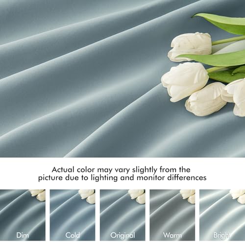 Slate Blue Back Tab Blackout Curtains 52x120 Inch Long 2 Panels Set (Slate Blue / 52"W x 120"L (Pack of 2))