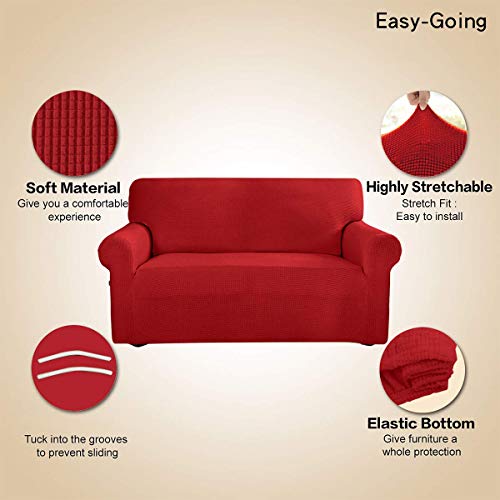 Stretch Loveseat Couch Covers Washable Christmas Red (Medium Loveseat / Christmas Red)