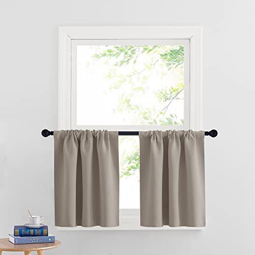 Cafe Blackout Curtains 24 inch Length (Sand / 29"W x 24"L (Pack of 2))