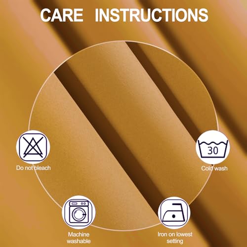 Mustard Yellow Blackout Curtains 66 x 63 Inch Length (Mustard Yellow / 66"W x 63"L (Pack of 2))