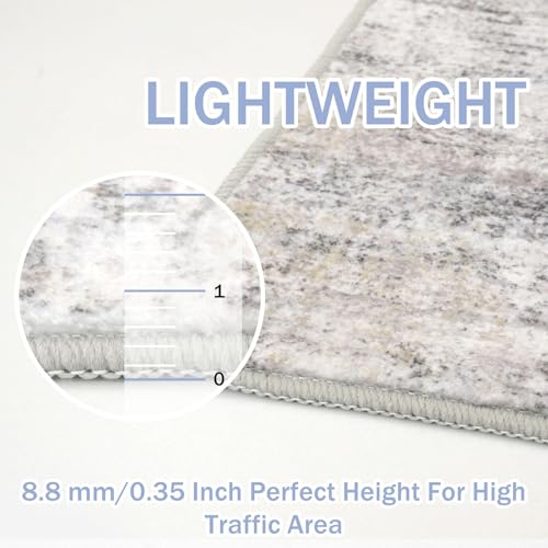 Abstract Runner Rug 3x6 Ft Washable Runners for Hallways (Ash Grey/Beige / 3' x 6' (Rectangular))
