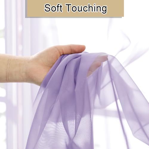 Light Purple Sheer Curtains 84 Inches Long 2 Panels (Lavender / 40"W x 84"L (Pack of 2))