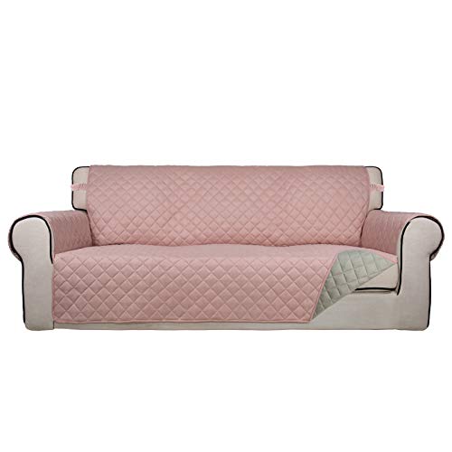 Reversible Quilted Sofa Cover Dog Couch Covers for Sofa (Large / Pink/Beige)