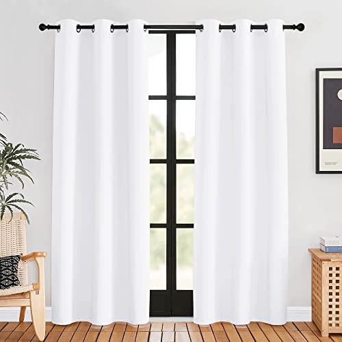 50% Light Blocking Curtain Panels for Bedroom (Pure White / 42"W x 80"L (Pack of 2))
