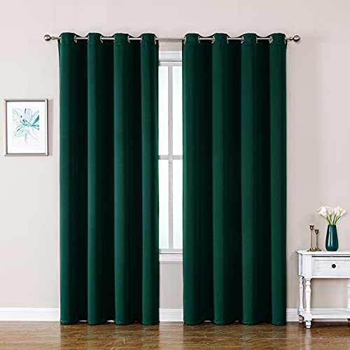 Blackout Curtains for Bedroom and Living Room 102 Inches Long (52"W x 102"L (Pack of 2) / Forest Green)