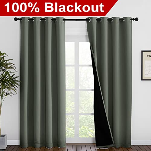 100% Blackout Curtains 86 inches Long (Dark Mallard / 55"W x 86"L (Pack of 2))