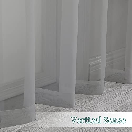 Sheer Window Curtain Panels 144 Inches Length 2 Pack (Charcoal Grey / 42"W x 144"L (Pack of 2))
