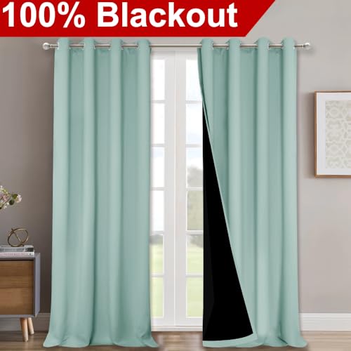 100% Blackout Blinds (Aqua Blue / 46"W x 96"L (Pack of 2))