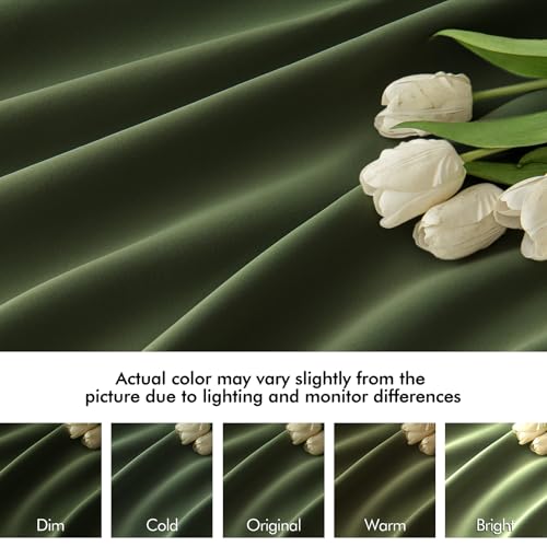 Olive Green Back Tab Blackout Curtains 52x102 Inch Long 2 Panels Set (Olive Green / 52"W x 102"L (Pack of 2))