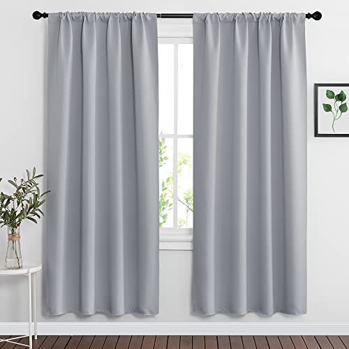 Blackout Curtains for Bedroom Living Room Nursery 72 inches Long (Silver Grey / 42"W x 72"L (Pack of 2))